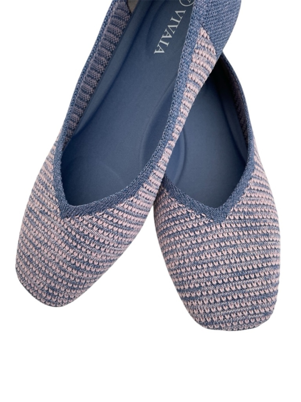 Vivaia Woven Square Toe Ballet Flats Size EU 37.5 US 7 Pink Purple Blue Preppy